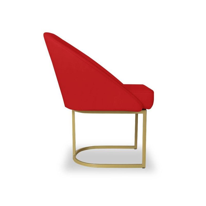 Poltrona Lua Decorativa para Penteadeira em Veludo Confortável Vermelho para Cantinho de Autocuidado