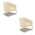 Poltrona Sala Decorativa Kit 2 Stella Base Industrial Sintético Pu Bege D03 D'Rossi