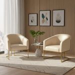 Poltrona Sala Decorativa Kit 2 Stella Base Industrial Sintético Pu Bege D03 D'Rossi