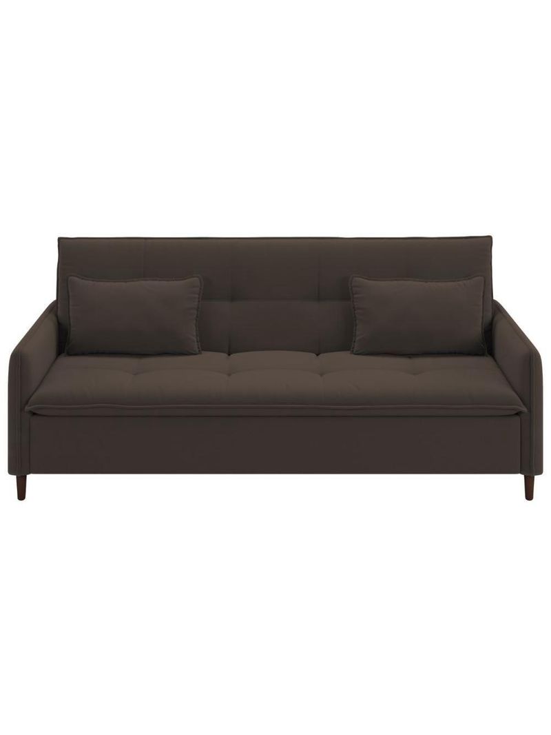 Sofá Cama Reclinável 3 Lugares E Almofadas Inclusas Multimóveis Cr45239 Marrom Marrom