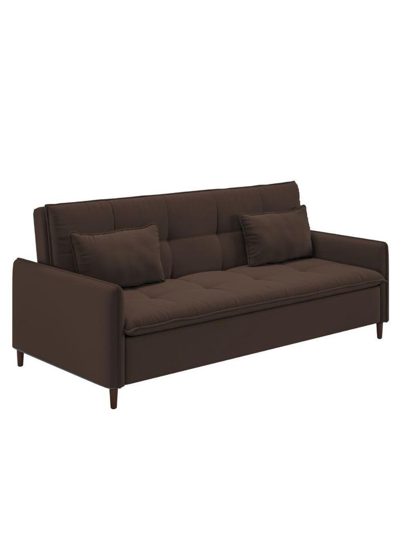 Sofá Cama Reclinável 3 Lugares E Almofadas Inclusas Multimóveis Cr45239 Marrom Marrom