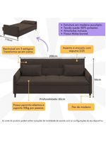 Sofá Cama Reclinável 3 Lugares E Almofadas Inclusas Multimóveis Cr45239 Marrom Marrom