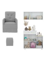 Poltrona De Amamentação Com Puff E Armário/balcão Multimóveis Mp4212 Branco/cinza Branco/cinza