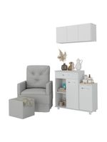 Poltrona De Amamentação Com Puff E Armário/balcão Multimóveis Mp4212 Branco/cinza Branco/cinza