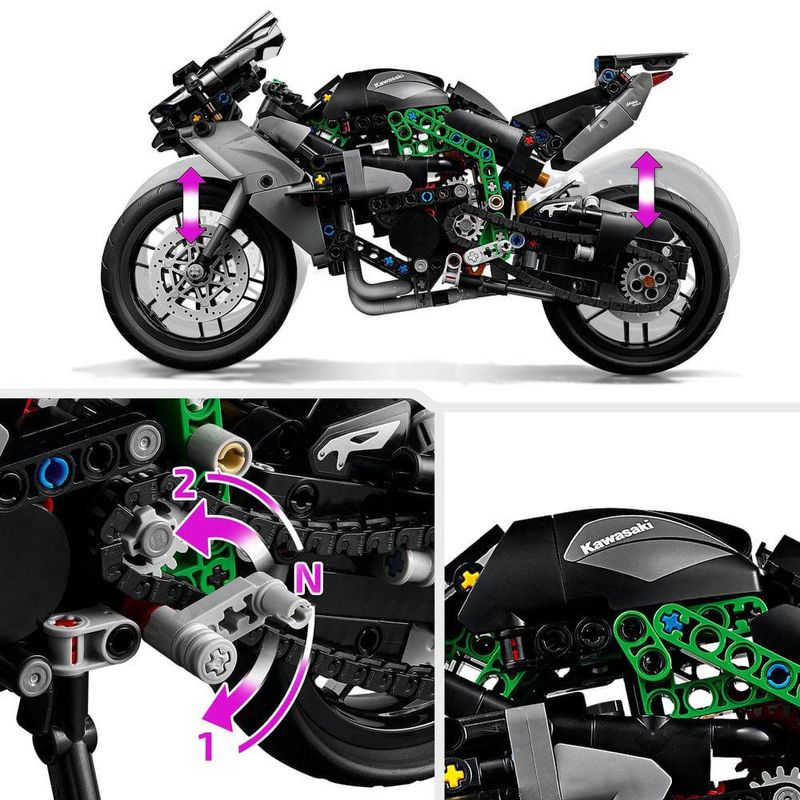 Lego technic motocicleta kawasaki ninja h2r; conjunto 42170
