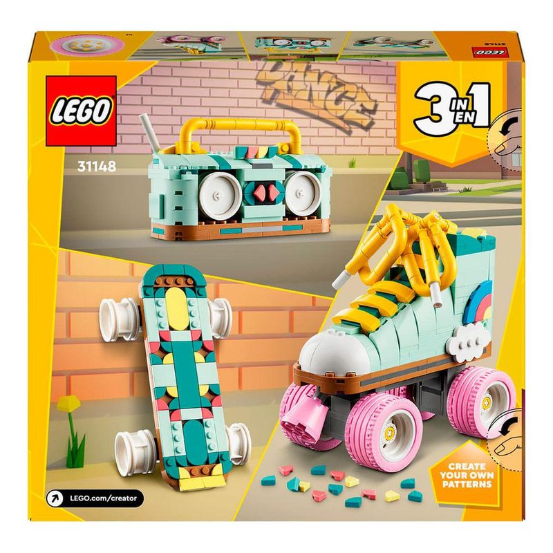 Lego creator patins retrô; brinquedo 3em1 31148