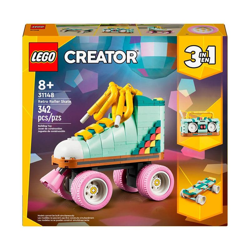 Lego creator patins retrô; brinquedo 3em1 31148