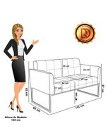 Kit 1 Sofá Namoradeira E 2 Poltronas Elisa Corano Base Metálica Industrial Preto - D'rossi Cor Nozes