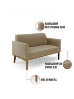 Sofá Namoradeira Base De Madeira Fixa Castanho Marisa Suede Marrom Rato D03 - D?rossi