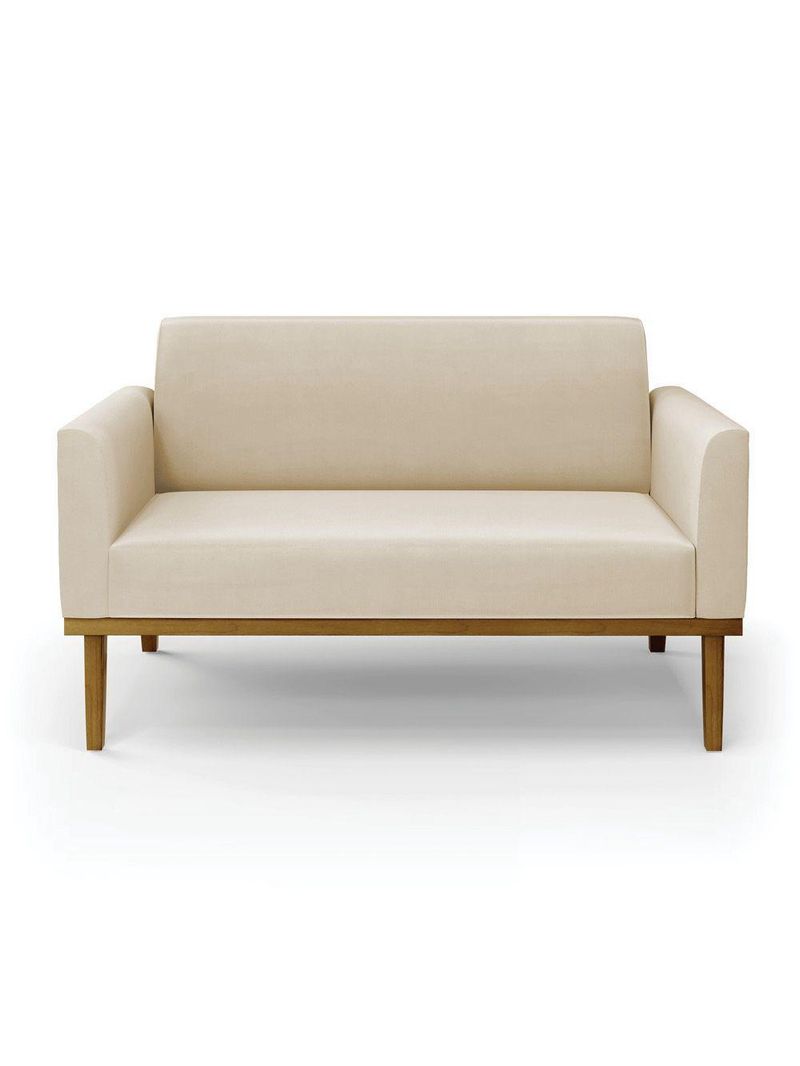 Sofá Namoradeira Base De Madeira Fixa Castanho Marisa Suede D03 - D?rossi Cor Bege