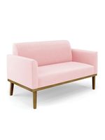 Sofá Namoradeira Base De Madeira Fixa Castanho Marisa Suede D03 - D?rossi Cor Rosa Bebê