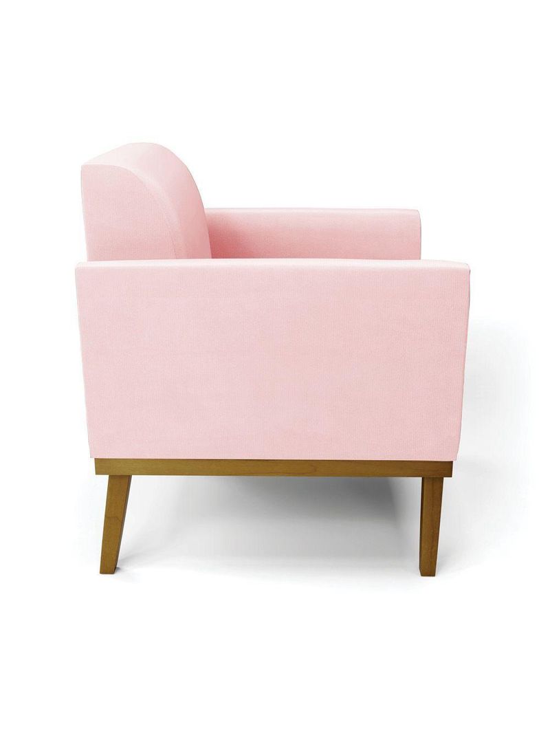 Sofá Namoradeira Base De Madeira Fixa Castanho Marisa Suede D03 - D?rossi Cor Rosa Bebê