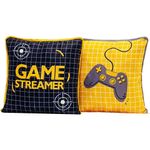 Kit Coberdrom Game Streamer Cinza C/ Almofadas Solteiro 04 Peças - Dupla Face Sherpa E Mantinha