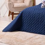 Kit Cobre Leito Colcha Solteiro Country Com Almofadas Estampadas 05 Peças - Dupla Face Percal 300 Fios Matelado Cor Azul