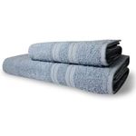 Kit 2 Toalhas Itália Soft 1 Banho 1 Rosto Grossa 100% Algodão 430g-m² - Azul