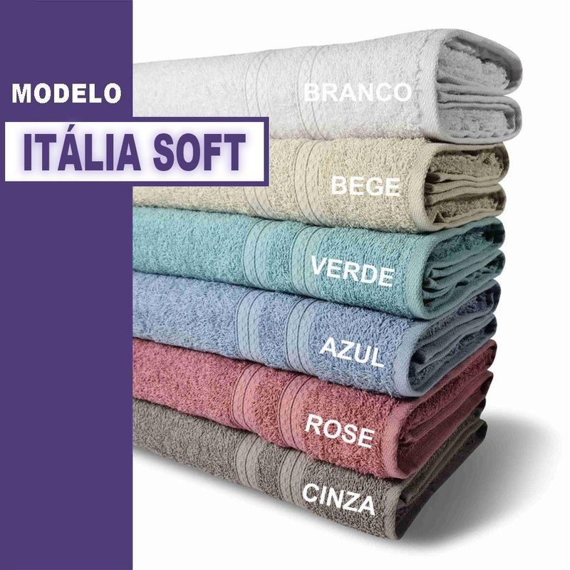 Kit 2 Toalhas Itália Soft 1 Banho 1 Rosto Grossa 100% Algodão 430g-m² Branca