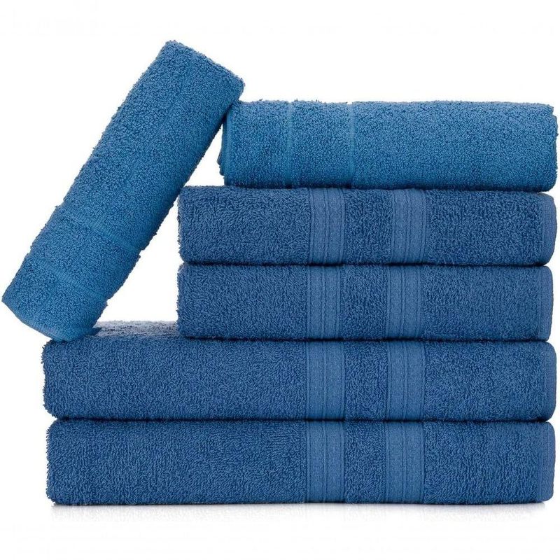Jogo De Toalhas Gigante Itália Soft 2 Banhão + 2 Rosto + 2 Tapete Luxo 100% Algodão - Azul