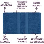 Jogo De Toalhas Gigante Itália Soft 2 Banhão + 2 Rosto + 2 Tapete Luxo 100% Algodão - Azul