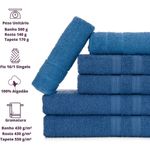 Jogo De Toalhas Gigante Itália Soft 2 Banhão + 2 Rosto + 2 Tapete Luxo 100% Algodão - Azul