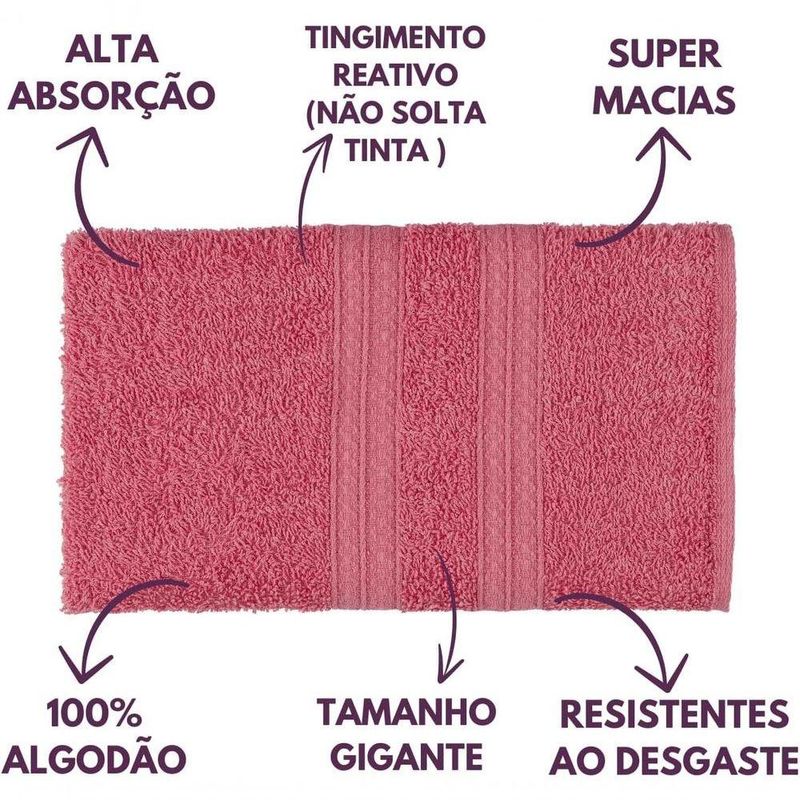 Jogo De Toalhas Gigante Itália Soft 2 Banhão + 2 Rosto + 2 Tapete Luxo 100% Algodão - Rosê