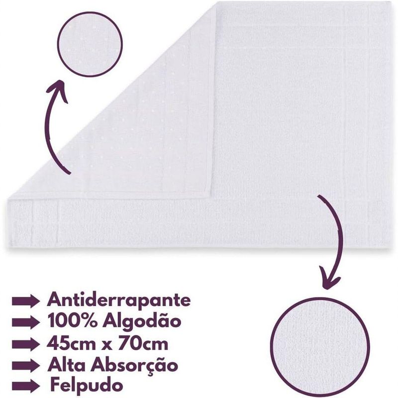 Jogo De Toalhas Gigante Itália Soft 2 Banhão + 2 Rosto + 2 Tapete Luxo 100% Algodão - Branco