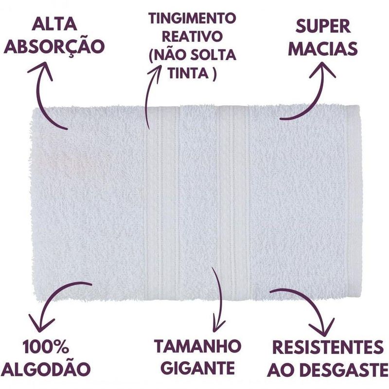 Jogo De Toalhas Gigante Itália Soft 2 Banhão + 2 Rosto + 2 Tapete Luxo 100% Algodão - Branco