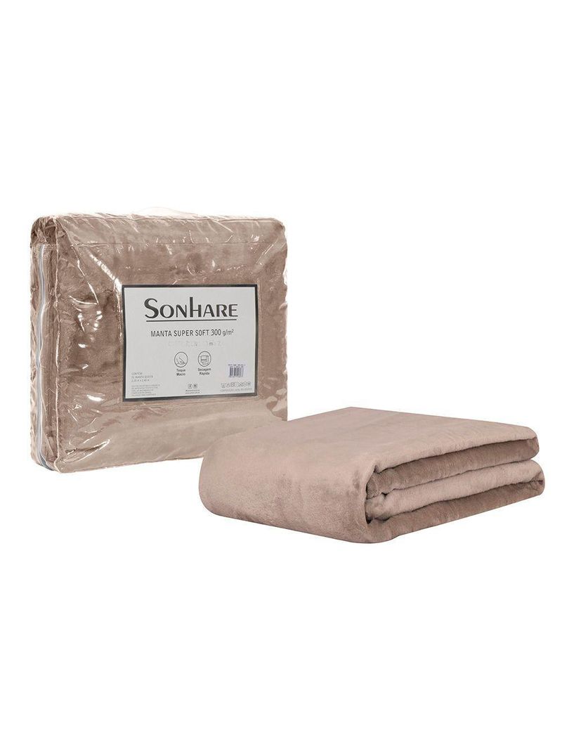 Cobertor Manta Super Soft 300g Casal 1,80mx2,20m Caqui Sonhare