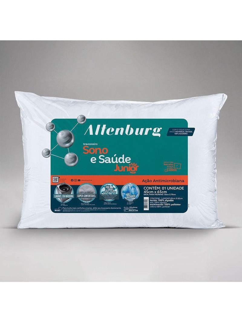 Travesseiro Infantil Altenburg Sono E Saúde Junior 45cm X 65cm Branco