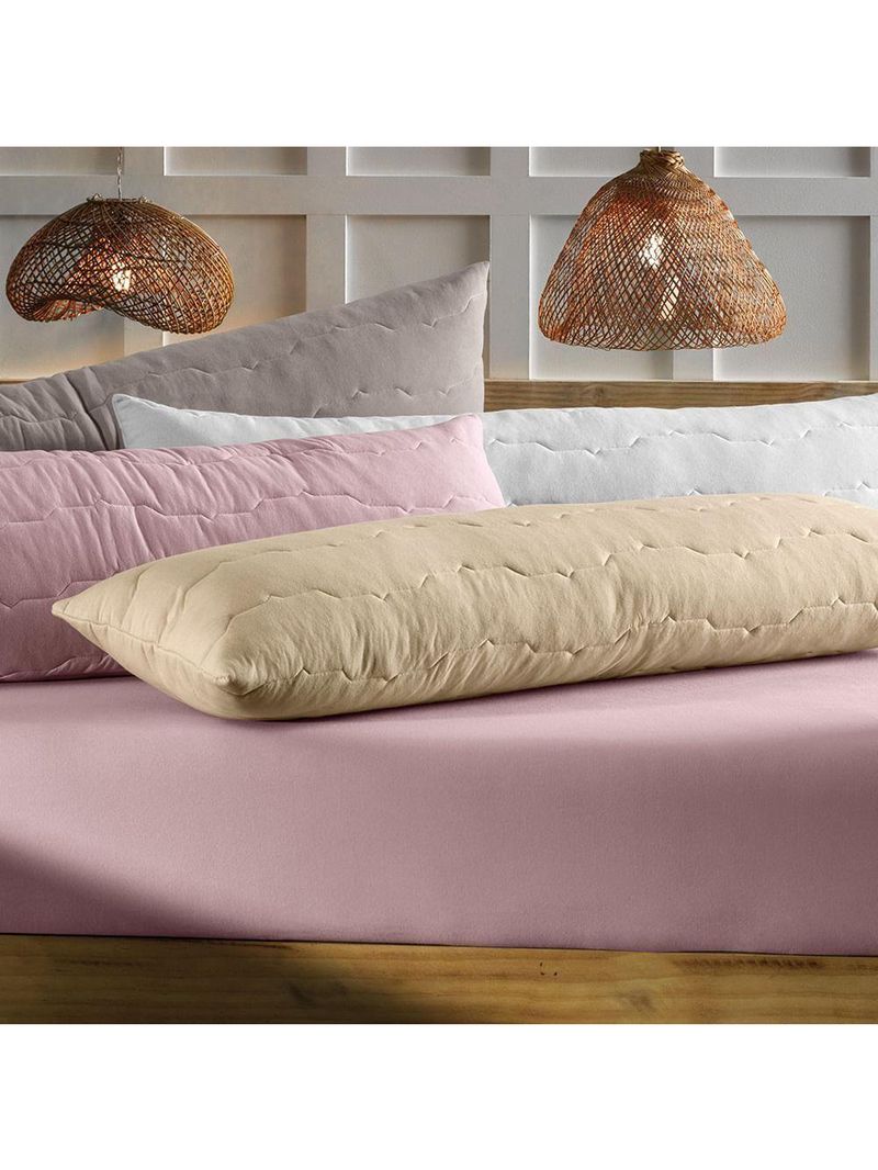 Porta Travesseiro Body Pillow Altenburg Malha Fio Penteado 100% Algodão Cinza Platinum