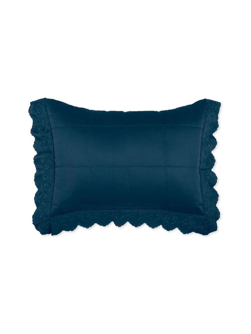 Porta Travesseiro Altenburg Bordados Em Cetim 300 Fios Amê Dark Blue