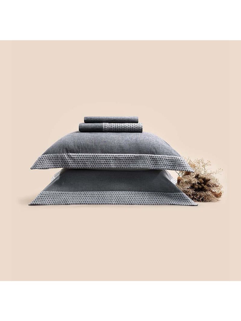 Jogo De Cama King Altenburg Haus Chambray De Algodão Spectro Cinza