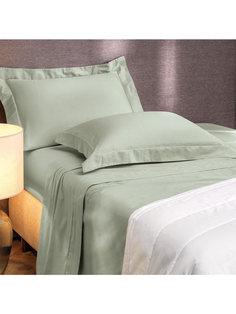 Jogo De Cama King 4 Peças Altenburg Algodão Lux 200 Fios Verde Claro