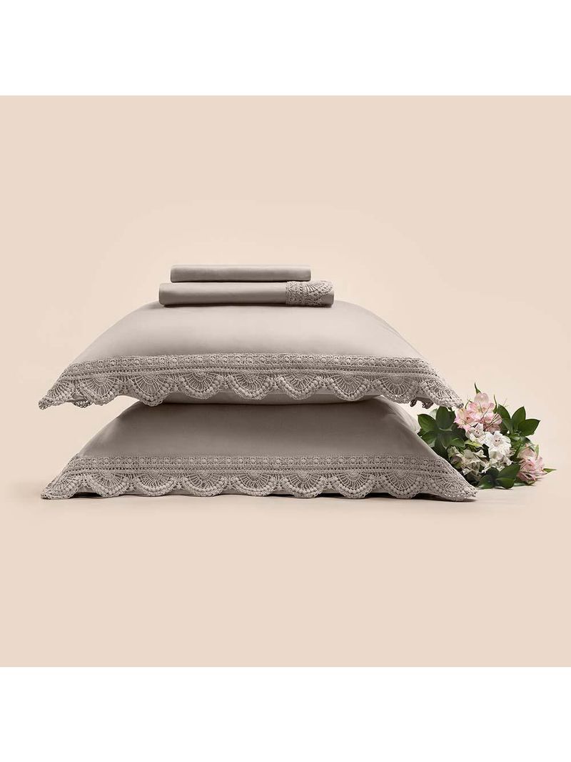 Jogo De Cama King Altenburg Haus Cetim 600 Fios Aura Cinza