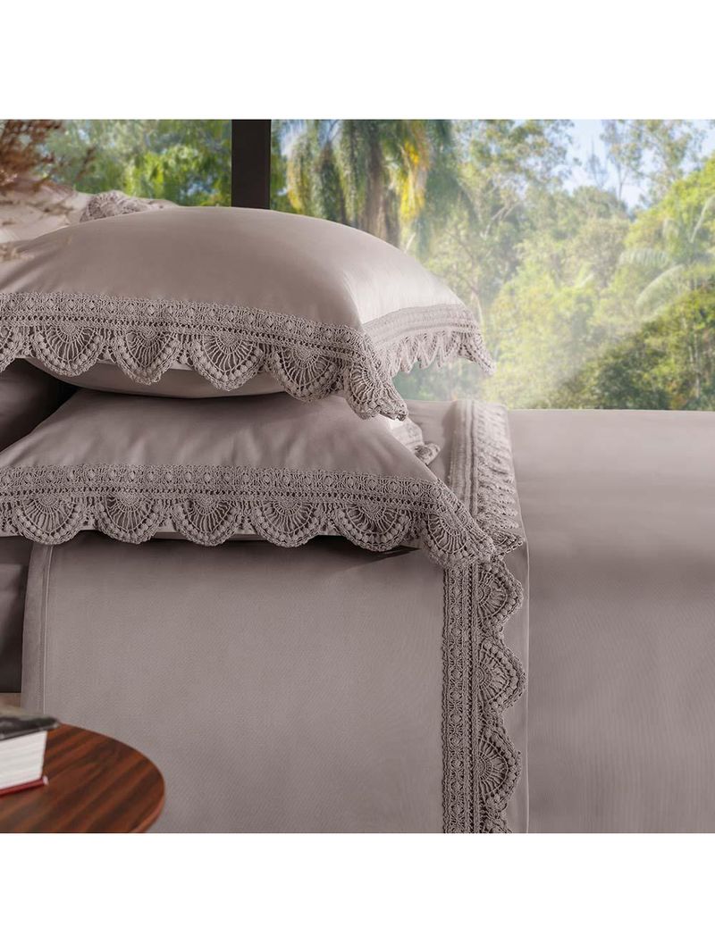 Jogo De Cama King Altenburg Haus Cetim 600 Fios Aura Cinza