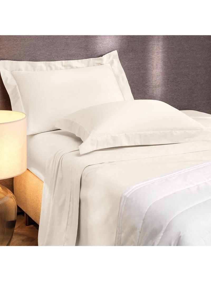 Jogo De Cama King 4 Peças Altenburg Algodão Lux 200 Fios Bege Delavé