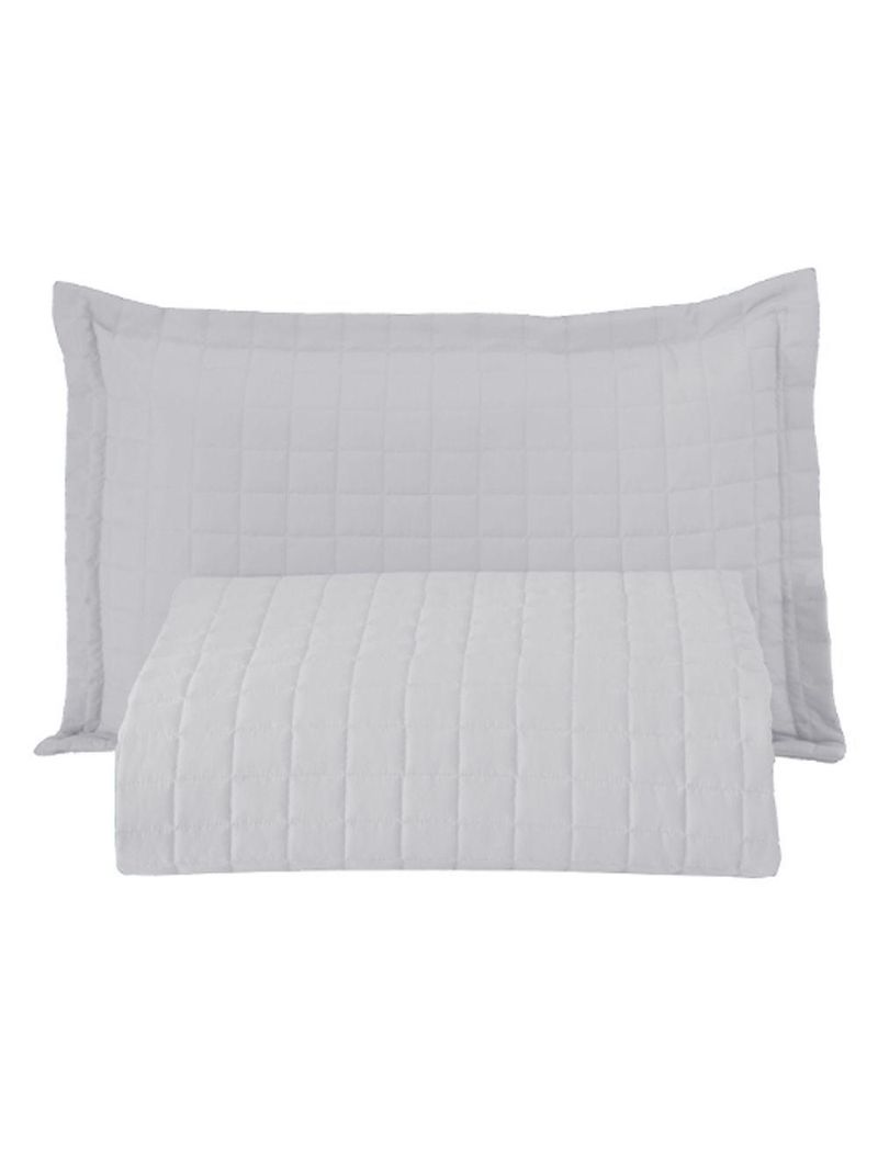 Kit Cobre Leito Colcha Bellini Solteiro Dupla Face Percal 300 Fios Textura Matelassê - Branco