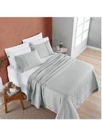 Kit Cobre Leito Colcha Bouclê Casal Padrão Laise Bordada Micropercal 200 Fios 3 Peças - Cinza Geada