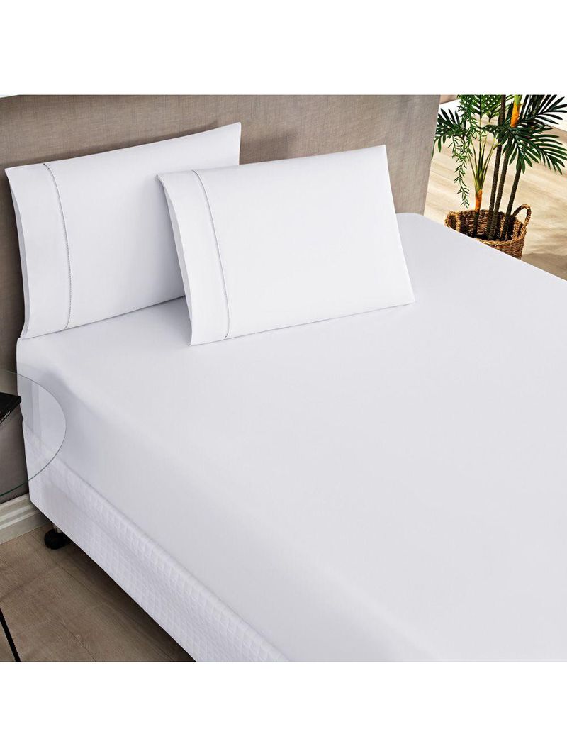 Jogo Cama Lençol Home Basic Solteiro 180 Fios C/ Ponto Palito 2 Peças - Branco