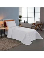 Kit Cobre Leito Colcha Bellini Solteiro Dupla Face Percal 300 Fios Textura Matelassê - Branco