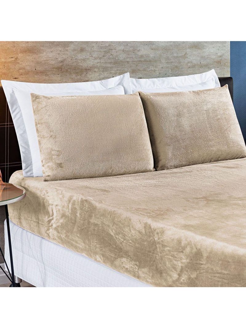 Jogo De Cama Casal Padrão BiaManta 3 Peças Cáqui