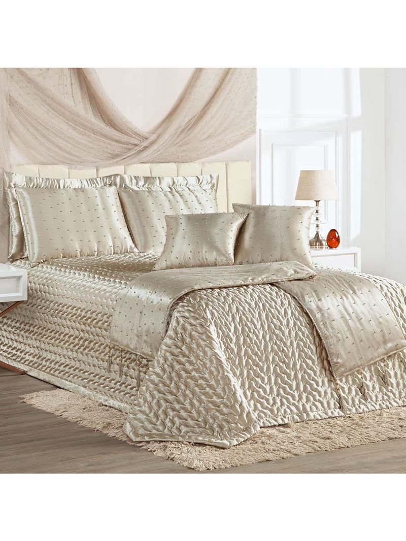 Kit Cobre Leito Fascínio Queen Cetim 10 Peças Bronze