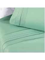 Jogo Cama Lençol Honore King Micro Percal 200 Fios C/ Detalhes Bordados 4 Peças - Salvia Verde