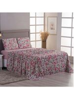 Jogo Cama Lençol Sonnet Casal Padrão Malha Estampada 100% Algodão 4 Peças - Flores - Rosê