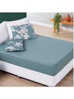 Jogo Cama Lençol Celi Solteiro Micropercal 200 Fios 2 Peças - Verde Floral