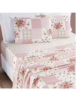 Jogo De Cama Lençol Dallas Solteiro Microfibra 3 Peças - Rosa Matura Patchwork