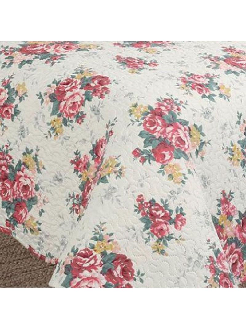 Kit Cobre Leito Colcha Mix King Estampado Dupla Face Floral 3 Peças - Maracris
