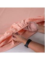 Jogo Cama Lençol Encanto Casal Padrão Estampado Percal 180 Fios C/ Ponto Palito 4 Peças - Floral - Salmão
