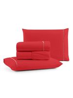 Jogo Cama Lençol Bali Casal Padrão Percal 180 Fios 100% Algodão Ponto Palito 4 Peças - Vermelho