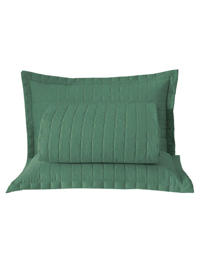 Kit Cobre Leito Colcha Bellini Casal Padrão Dupla Face Percal 300 Fios Textura Matelassê 3 Peças - Verde
