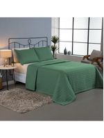 Kit Cobre Leito Colcha Bellini Casal Padrão Dupla Face Percal 300 Fios Textura Matelassê 3 Peças - Verde